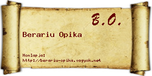 Berariu Opika névjegykártya